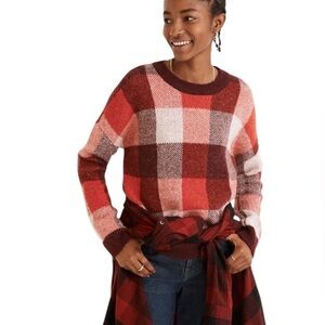 Madewell Fenimore Pullover Sweater in Red Plaid Size XS
